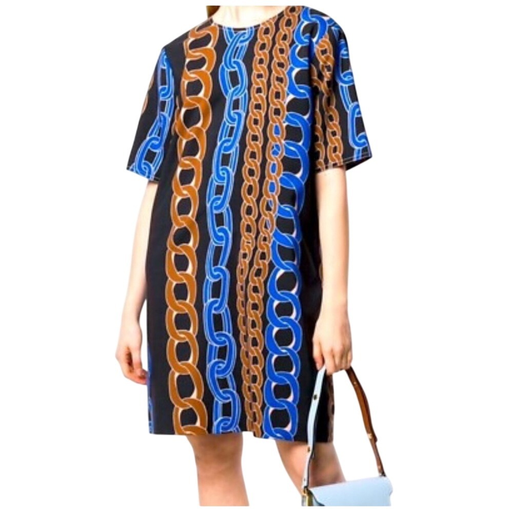 Marni Womens‎ Made In Italy Virgin Wool Chain Link Print Dress Sz 40 Mini Shift